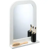 Northix Miroir de salle de bain blanc avec étagère