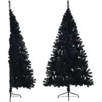 Syfax Demi sapin de Noël artificiel avec support Noir 180 cm PVC