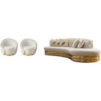 AEA Ensemble de canapés Chesterfield exclusifs Salon Canapé semi-circulaire Fauteuil