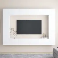 vidaXL 8 pcs. Armoire TV Set Blanc Bois composite - Armoire TV - Armoire HiFi - Armoires HiFi