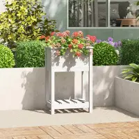 Prolenta Maison Exclusive - Bac à plantes avec tablette Blanc 54x34,5x81 cm Bois massif Pin