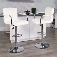 WYCTIN lot de 2 tabourets de bar Tabouret de bar avec dossier Chrome Chaise de bar pivotante en similicuir Avec accoudoirs Réglable en hauteur