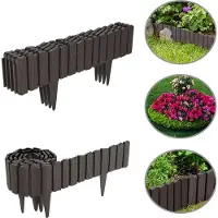 XMTECH 4,6m Palissade de jardin aspect bois, bordure de gazon et de parterre, clôture de parterre décorative, bordure de tonte pour le jardin, set de 8 pièces, marron