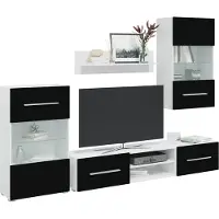 Prolenta Maison Exclusive - Meubles TV avec lumière LED 5 pcs noir mat bois d'ingénierie