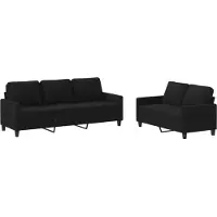 Syfax Ensemble de canapés 2 pcs avec coussins Noir Tissu