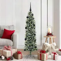 Prolenta Maison Exclusive - Sapin de Noël artificiel élancé, vert et blanc, 150 cm