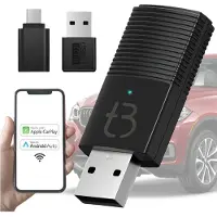 Tradebit Wireless CarPlay MINI Adapter USB-A & Type-C Dongle Box Pour iPhone Apple iOS Wired CarPlay, compatible avec 98% des voitures, design esthétique
