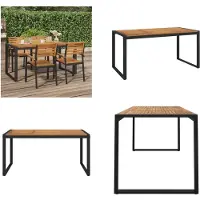 vidaXL Table de jardin avec pieds en forme de U 160x80x75 cm Bois massif d'acacia - Table de jardin - Tables de jardin - Table d'extérieur - Table de terrasse