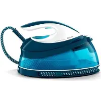 Philips Centrale Vapeur PerfectCare Compact, 6.5 bars, 1.5L, Débit Vapeur 120 gr/min, Fonction Pressing 400 g/min, Bleu/Blanc