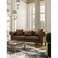 AEA Brauner Dreisitzer Wohnzimmercouch Luxus Leder Sofas Stil Möbel