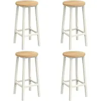 Vasagle Tabouret de bar 4 pièces Chaise de cuisine Siège haut Cadre métallique Montage facile avec repose-pieds pour cuisine Salon Salle à manger Beige Chêne Blanc