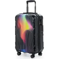 Suitline - Bagage à main valise rigide brillante Trolley 55 cm, avion Trolley 55x35x20 cm, Glossy Gradient Design valise de bord 4 roulettes, TSANeon Red Yellow