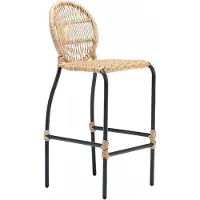 AEA Tabouret de bar moderne Chaise Designer Terrasse Rattan Chaise de salle à manger Tabouret Bar Beige