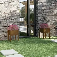 Prolenta Maison Exclusive - Jardinières, lot de 2, couleur miel, 50x50x70 cm, en bois massif de pin