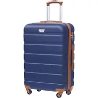 Sonstiges COOLIFE Valise rigide Trolley Valise à roulettes Serrure TSA 4 roulettes Bleu/Brun
