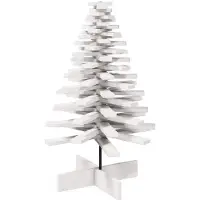 Syfax Arbre de Noël en bois pour décoration blanc 100 cm pin massif