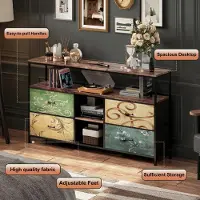 StarTech.com Meuble TV bas - Meuble TV - Quatre tiroirs - Étagères réglables - Dimensions : 108 × 30 × 78 cm - Design moderne - Marron