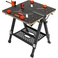 Merkloos Table de travail professionnelle pliante - 7 hauteurs de travail - travail du bois - système de serrage - charge maxi 454 kg - noir