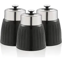 Swan SWKA1024BN Set rétro 3 boîte de rangement 1,2 L étanche, épices thé café design vintage noir