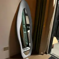 360Home Miroir intégral avec cadre rembourré - Miroir moderne sur pied pour la chambre à coucher, le salon & l'entrée - Miroir sur pied 170 x 70 cm en gris