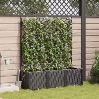 Prolenta Maison Exclusive - Lot de 3 jardinières d'extérieur, noir, 120 x 40 x 142 cm, PP