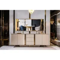 Xl Moebel Gmbh Salon Buffet miroir Matériau bois avec métal Style moderne Beige