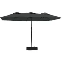 Syfax Parasol de jardin à double tête avec LED anthracite 449x265 cm