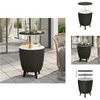 vidaXL Table 3 en 1 avec glacière Noir Polypropylène - Tables de jardin