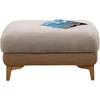 AEA Tabouret en tissu beige moderne avec structure en bois et