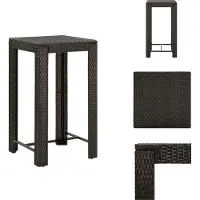 vidaXL Table de bar de jardin marron 60,5x60,5x110,5 cm Poly rotin - Tables de jardin