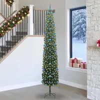vidaXL Meubles haut de gamme Arbre de Noël artificiel 300 LED avec support Vert 270 cm - 9214123