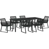 Syfax Ensemble de salle à manger pour jardin 7 pcs Noir