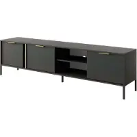 Furnlux Classic FURNLUX Meuble TV Lars Noir 203cm / Hauptfarbe : Schwarz / Dimensions : 203 x 40 x 53 cm