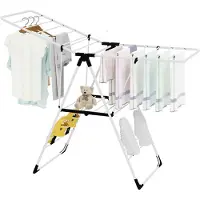 Costway Séchoir à linge Séchoir à linge à ailes Séchoir à linge sur pied Support de séchage en métal et en plastique extensible