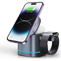 Wiwu - Chargeur sans fil pliable 3en1 15W - Wi-W024 - Station de charge Noir Connecteur Type-C