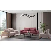 AEA Beige-Rosa Sofagarnitur Exklusiver Dreisitzer Polster 3-Sitzer Einsitzer