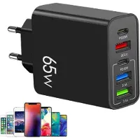 Zree chargeur multiple USB C 65W, chargeur multiple 5 ports avec USB-C et USB-A, chargeur rapide 65W PD 3.0 Power Adapter Alimentation USB