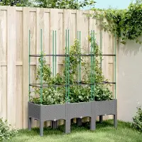 Prolenta Maison Exclusive - Bac à plantes avec treillis gris clair 120x40x142,5 cm PP