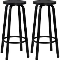 Merkloos Bolt Edge Tabouret de Bar par 2 - Noir - Sans Dossier - 30×30cm - Hauteur d'assise 72cm - MDF & Métal - Base Antidérapante - Stable