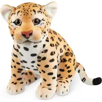 Ed Brubaker Peluche léopard - 30 cm Peluche - Peluche Bébé Félidé Assis - Enfants Jouets en Peluche, Brun