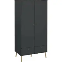 Dmora Kahina - Armoire 2 Portes, 99x200h cm Gris, une Étagère