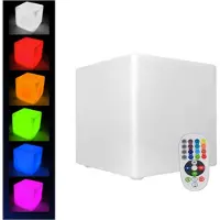 StarTech.com Tabouret cube LED, cube lumineux tabouret de bar, télécommande IR, 16 modes de couleur, économie d'énergie, blanc