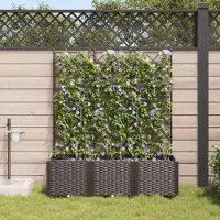 Prolenta Maison Exclusive - Lot de 3 jardinières d'extérieur, marron, 120 x 40 x 142 cm, PP