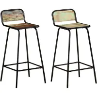 Syfax Chaises de bar lot de 2 bois de récupération solide