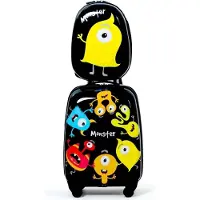 StarTech.com Set de valises pour enfants - Set 2 pièces valise & sac à dos à roulettes - Coque rigide ABS - Bagage à main - Trolley - Noir
