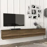 En.casa [] Meuble TV Vihti flottant 180x31x29,5cm couleur noyer