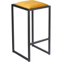 Ferro Tabouret de bar 64 cm jaune - Tabouret de bar moderne en métal sans dossier de style loft avec assise rembourrée