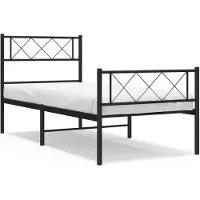 Syfax Cadre de lit métal sans matelas avec pied de lit noir 75x190 cm