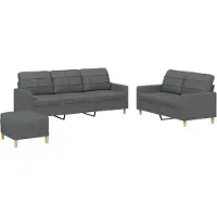 Syfax Ensemble de canapés 3 pcs avec coussins Gris foncé Tissu