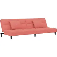 Syfax Canapé-lit à 2 places avec deux oreillers Rose Velours